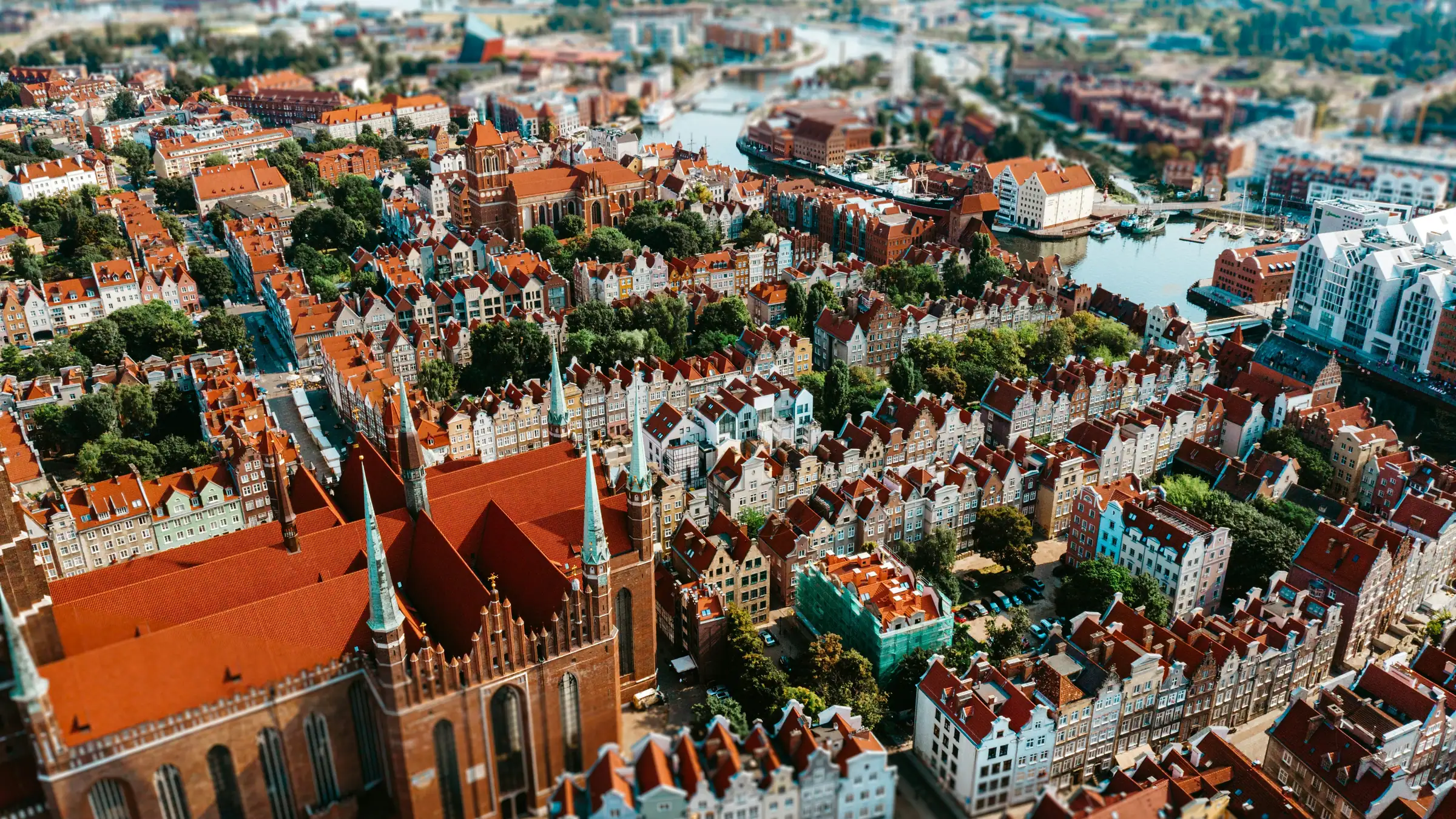 Główne Miasto w Gdańsku z lotu ptaka